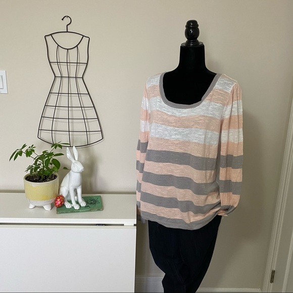 Sheer back striped sweater. - Picture 6 of 6